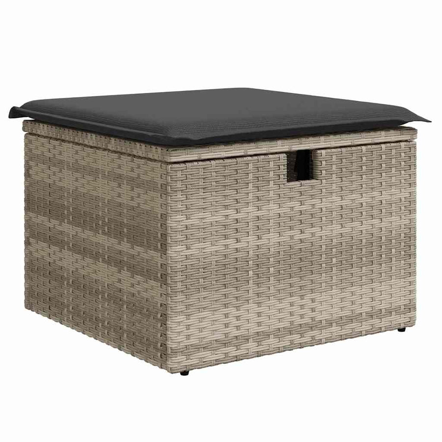 Tuin Sofa Set met kussen met opslag 6 pcs Lichtgrijs Poly riet