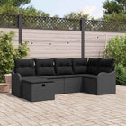 Garden Sofa Set with cushions with storage 6 pcs Black Poly Rattan