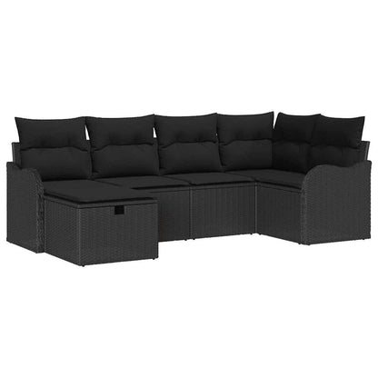 Tuin Sofa Set met kussen met opslag 6 pcs Zwart Poly riet