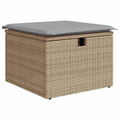 Tuin Sofa Set Met Kussen Met Opslag 8 Pcs Poly Riet Beige Lichtgrijs met tafel