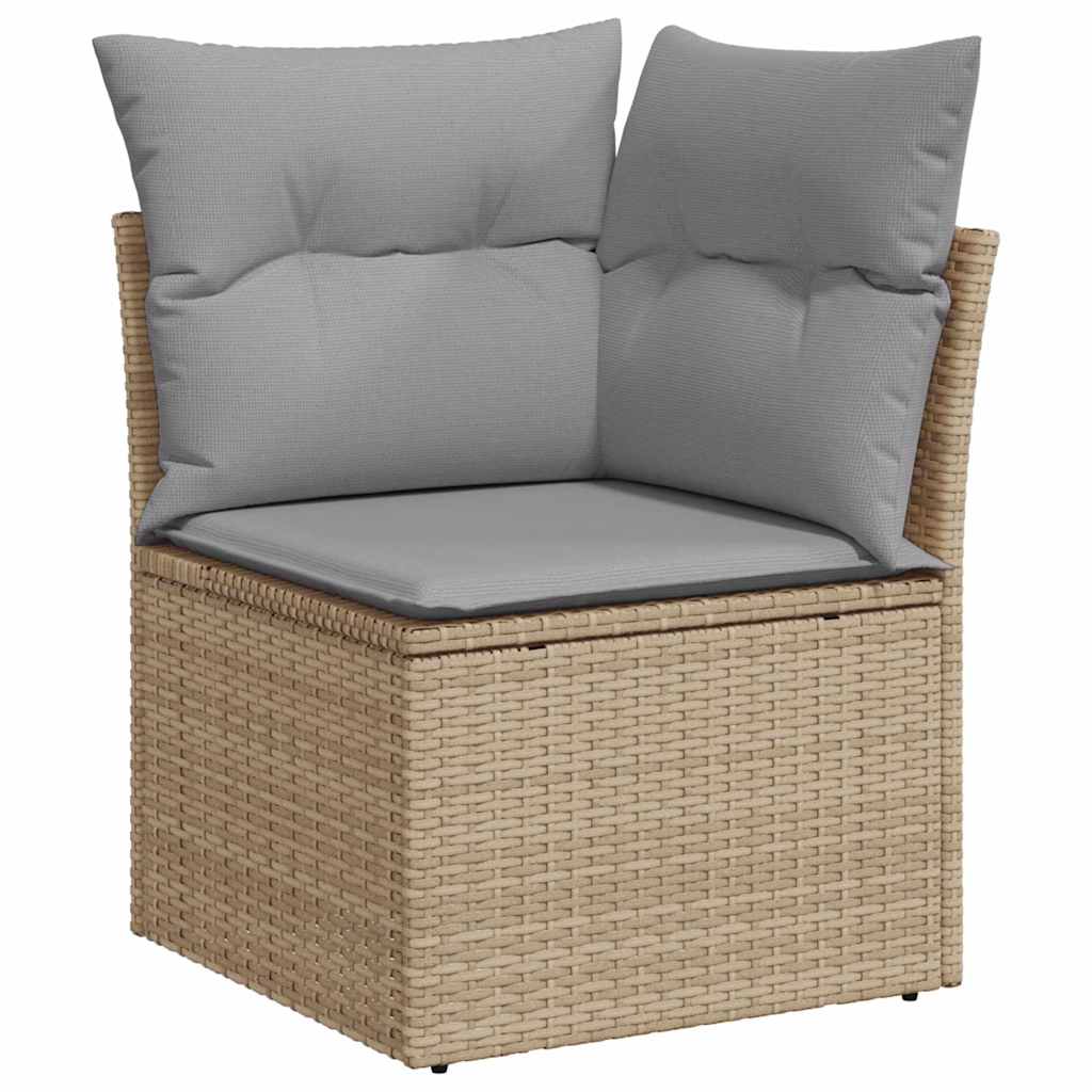 Tuin Sofa Set Met Kussen Met Opslag 8 Pcs Poly Riet Beige Lichtgrijs met tafel