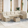 Tuinset poly rotan 8-delig beige met opbergruimte