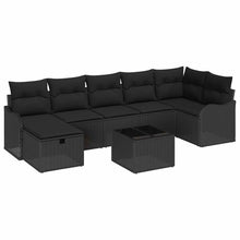 Tuin Sofa Set met kussen met opslag 8 pcs Zwart Poly riet