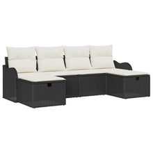 Tuin Sofa Set met kussen met opslag 6 pcs Zwart Poly riet