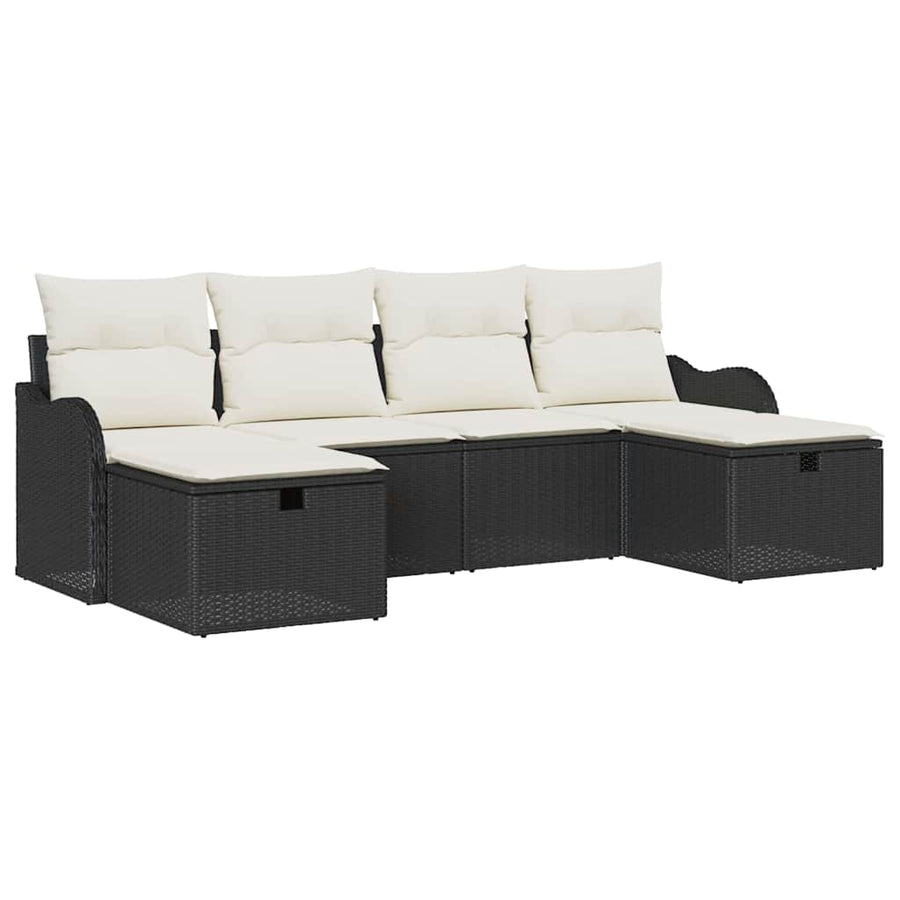 Tuin Sofa Set met kussen met opslag 6 pcs Zwart Poly riet