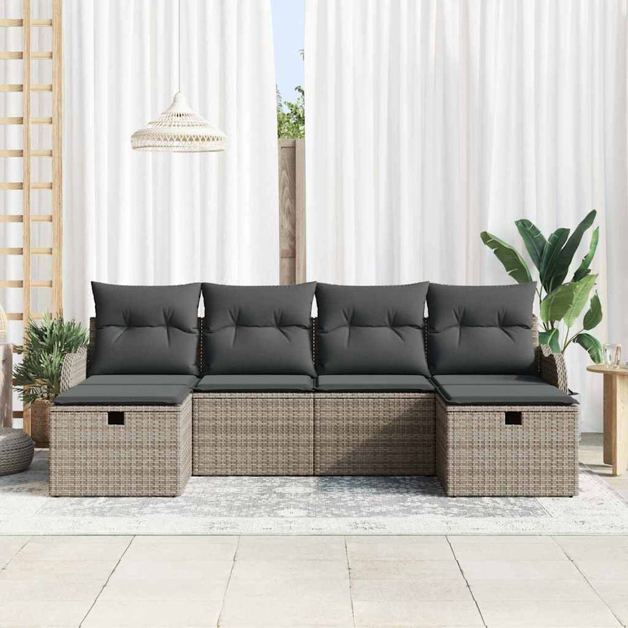 Tuin Sofa Set Met Kussen Met Opslag 6 Pcs Poly Riet Grijs Donkergrijs