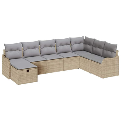 Tuin Sofa Set Met Kussen Met Opslag 8 Pcs Poly Riet Beige Lichtgrijs zonder tafel