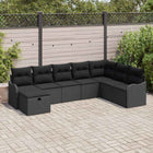 Tuinbankset poly rotan 8 personen zwart met opbergruimte