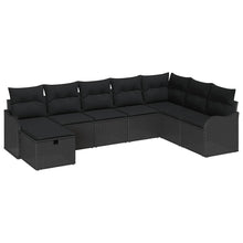 Tuin Sofa Set met kussen met opslag 8 pcs Zwart Poly riet