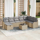 Garden Sofa Set with Cushion with Storage 9 pcs Beige Poly Rattan