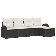 Tuin Sofa Set met kussen met opslag 5 pcs Zwart Poly riet
