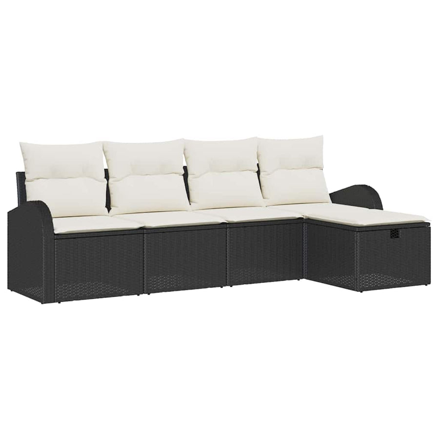 Tuin Sofa Set met kussen met opslag 5 pcs Zwart Poly riet