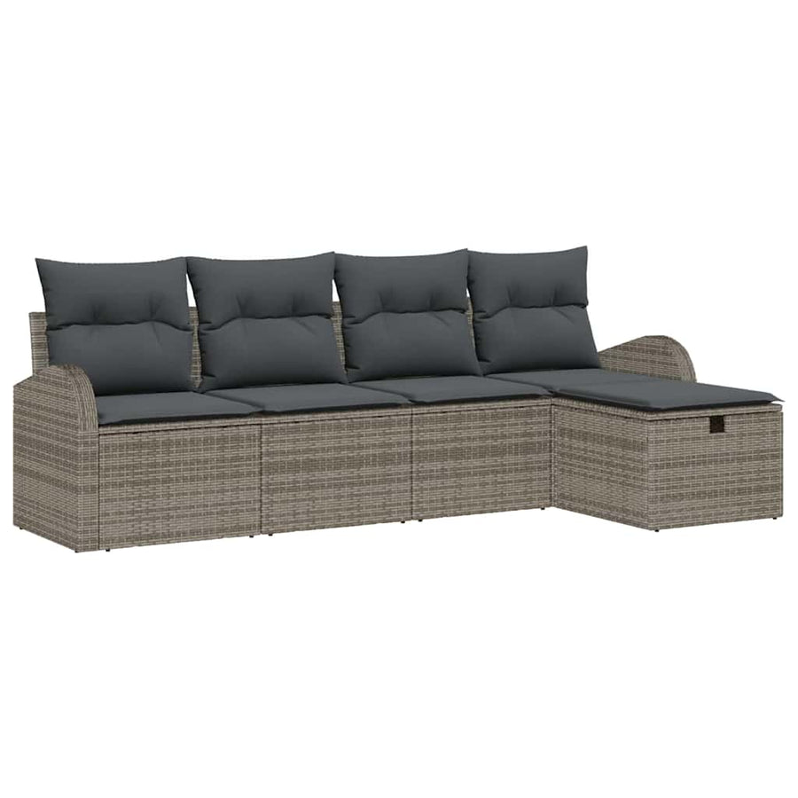 Tuin Sofa Set met kussen met opslag 5 pcs Grijs Poly riet