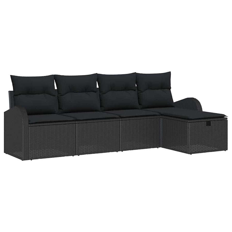 Tuin Sofa Set met kussen met opslag 5 pcs Zwart Poly riet