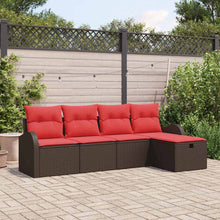 Tuin Sofa Set met kussen met opslag 5 pcs Bruin poly rattan
