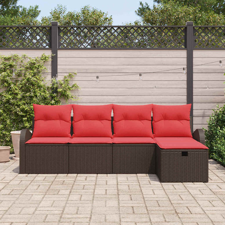 Tuin Sofa Set met kussen met opslag 5 pcs Bruin poly rattan