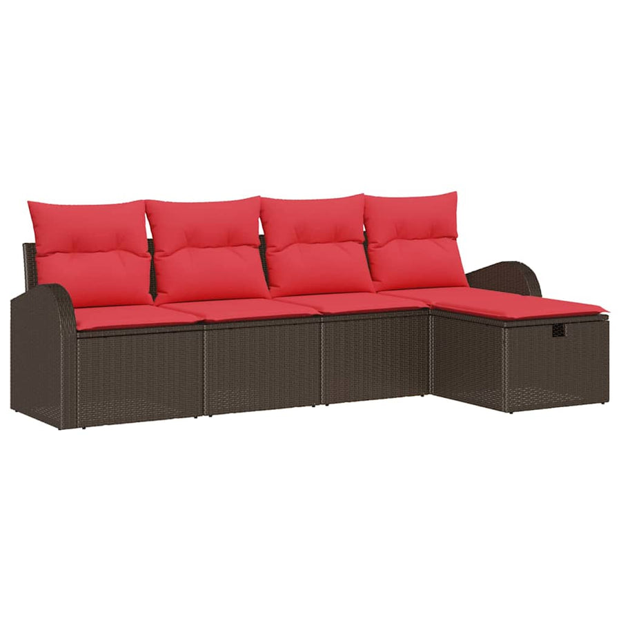 Tuin Sofa Set met kussen met opslag 5 pcs Bruin poly rattan