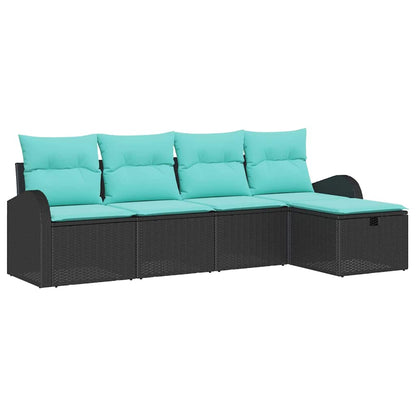Tuin Sofa Set met kussen met opslag 5 pcs Zwart Poly riet