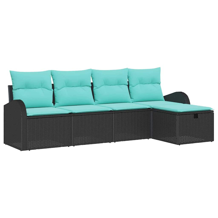 Tuin Sofa Set met kussen met opslag 5 pcs Zwart Poly riet