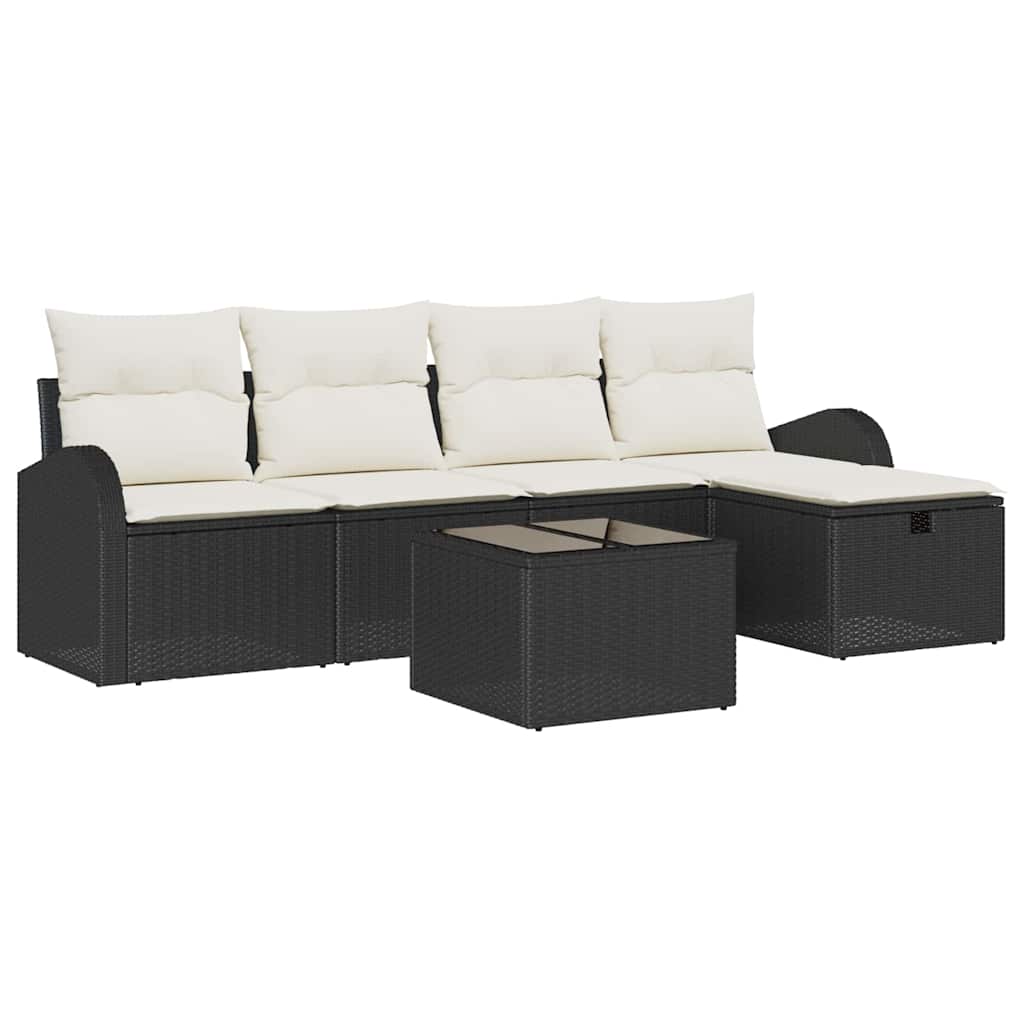Tuin Sofa Set met kussen met opslag 6 pcs Zwart Poly riet