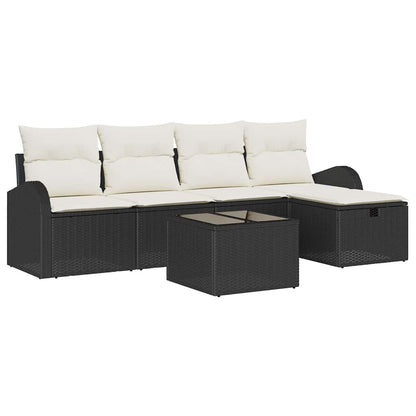 Tuin Sofa Set met kussen met opslag 6 pcs Zwart Poly riet