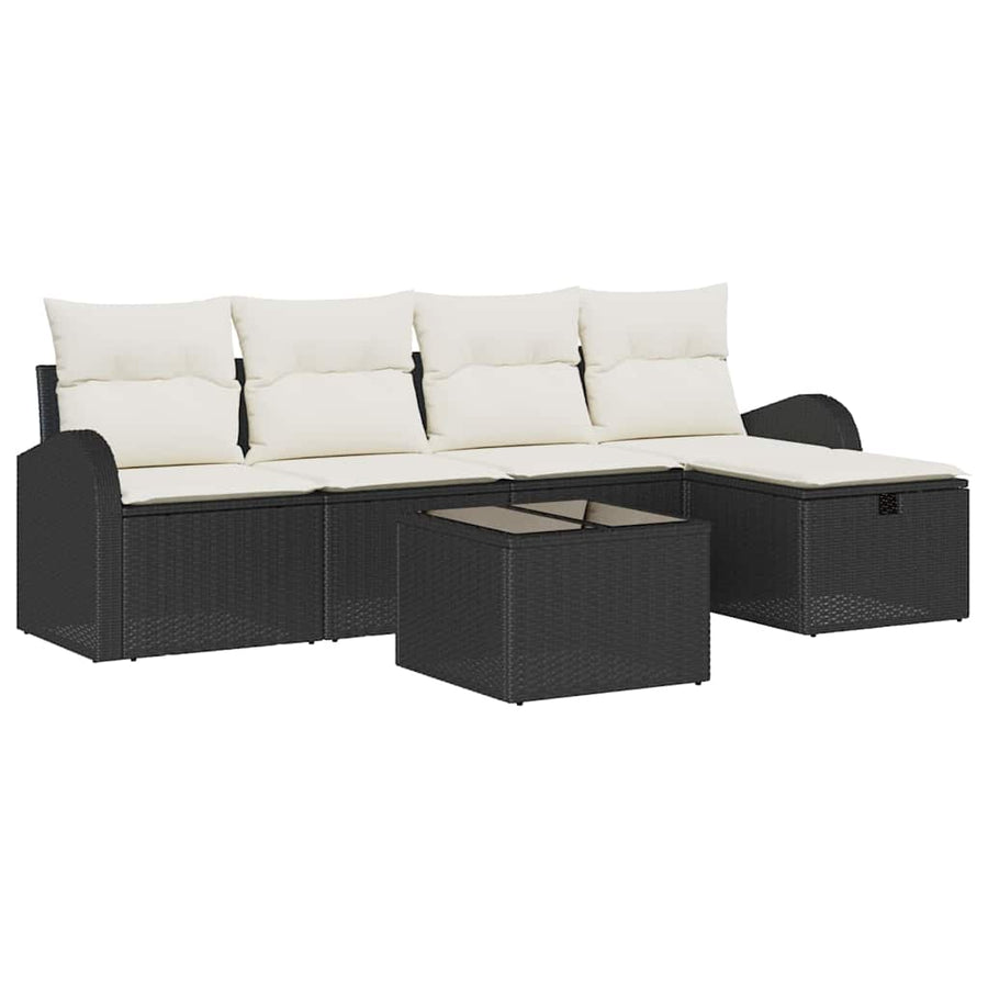Tuin Sofa Set met kussen met opslag 6 pcs Zwart Poly riet