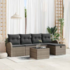 Garden Sofa Set with Cushion Storage 6 pcs Grey Poly Rattan