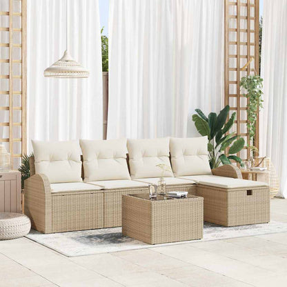 Tuin Sofa Set met kussen met opslag 6 pcs Beige Poly riet