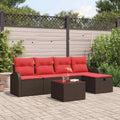 Tuin Sofa Set met kussen met opslag 6 pcs Bruin poly rattan
