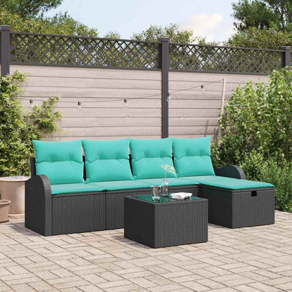 Tuin Sofa Set met kussen met opslag 6 pcs Zwart Poly riet