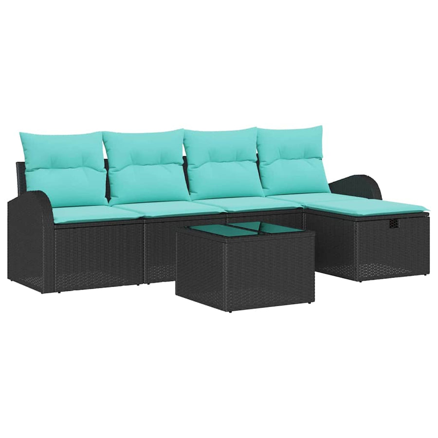 Tuin Sofa Set met kussen met opslag 6 pcs Zwart Poly riet