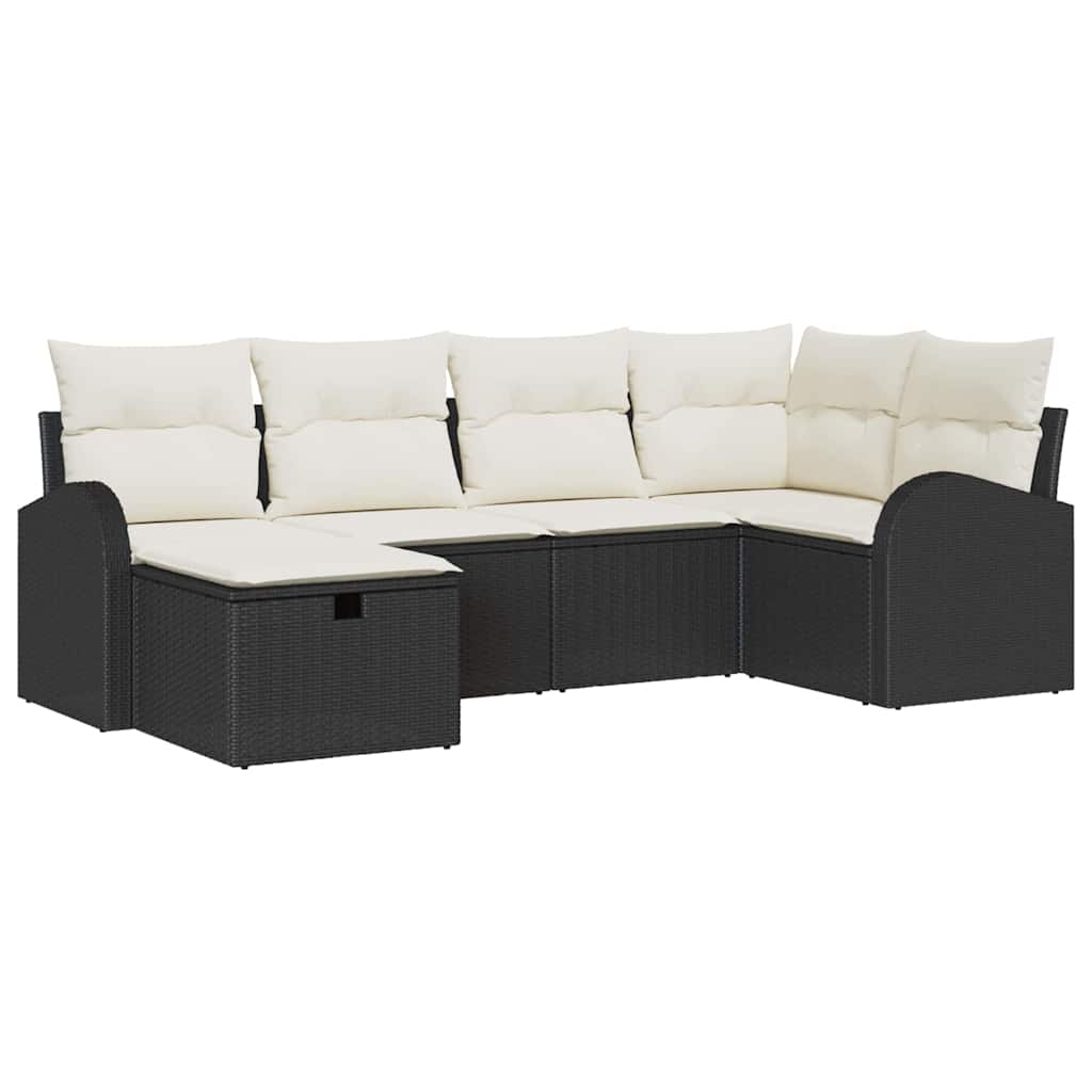 Tuin Sofa Set met kussen met opslag 6 pcs Zwart Poly riet