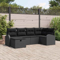 Garden Sofa Set with cushions with storage 6 pcs Black Poly Rattan