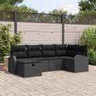 Garden Sofa Set with cushions with storage 6 pcs Black Poly Rattan