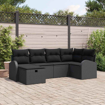 Tuin Sofa Set met kussen met opslag 6 pcs Zwart Poly riet