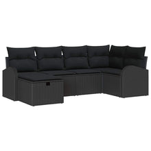 Tuin Sofa Set met kussen met opslag 6 pcs Zwart Poly riet