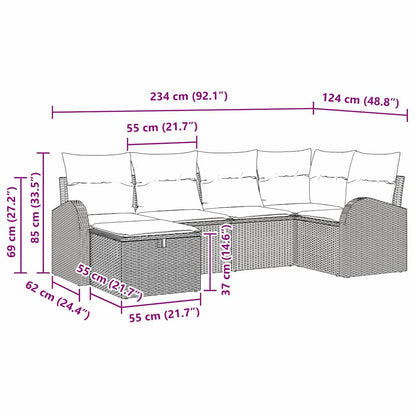 Tuin Sofa Set met kussen met opslag 6 pcs Zwart Poly riet
