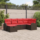 Garden Sofa Set with Cushion and Storage 6 pcs Brown poly rattan