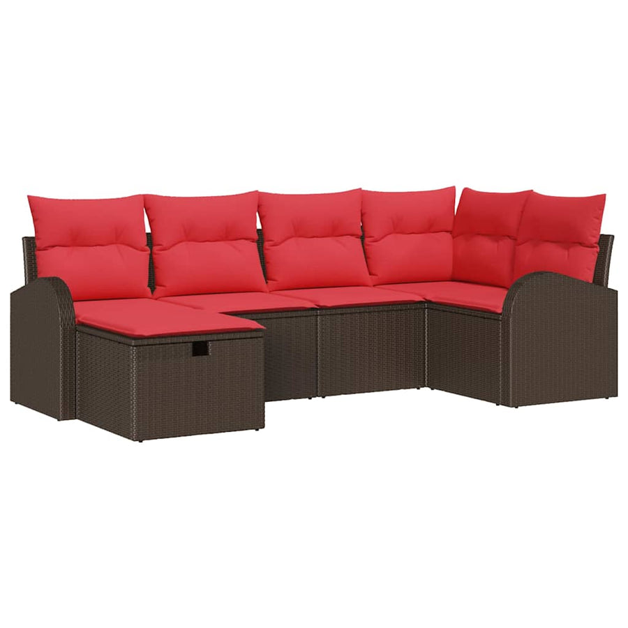 Tuin Sofa Set met kussen met opslag 6 pcs Bruin poly rattan
