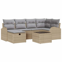 Tuin Sofa Set met kussen met opslag 7 pcs Beige Poly riet