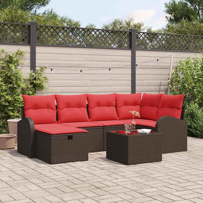 Tuin Sofa Set met kussen met opslag 7 pcs Bruin poly rattan