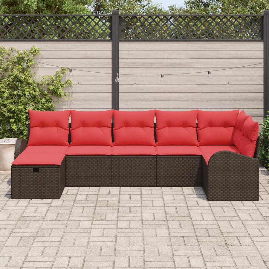 Tuin Sofa Set met kussen met opslag 7 pcs Bruin poly rattan