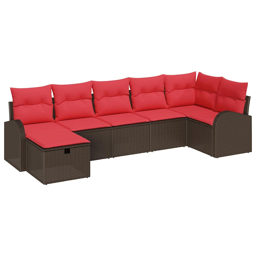 Tuin Sofa Set met kussen met opslag 7 pcs Bruin poly rattan