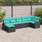 Tuinset poly rattan 7 pcs zwart