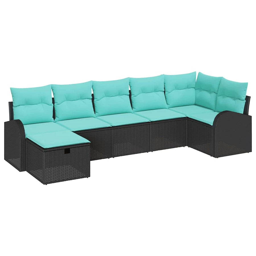 Tuin Sofa Set met kussen met opslag 7 pcs Zwart poly rattan