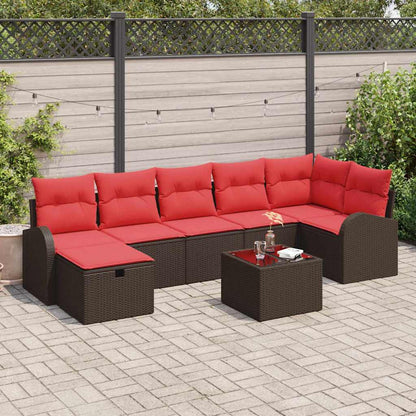 Tuin Sofa Set met kussen met opslag 8 pcs Bruin poly rattan
