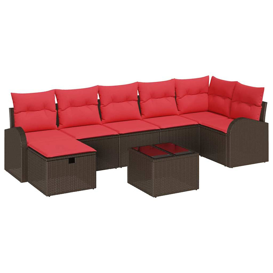 Tuin Sofa Set met kussen met opslag 8 pcs Bruin poly rattan