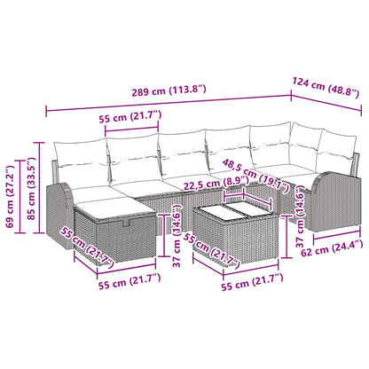 Tuin Sofa Set met kussen met opslag 8 pcs Bruin poly rattan