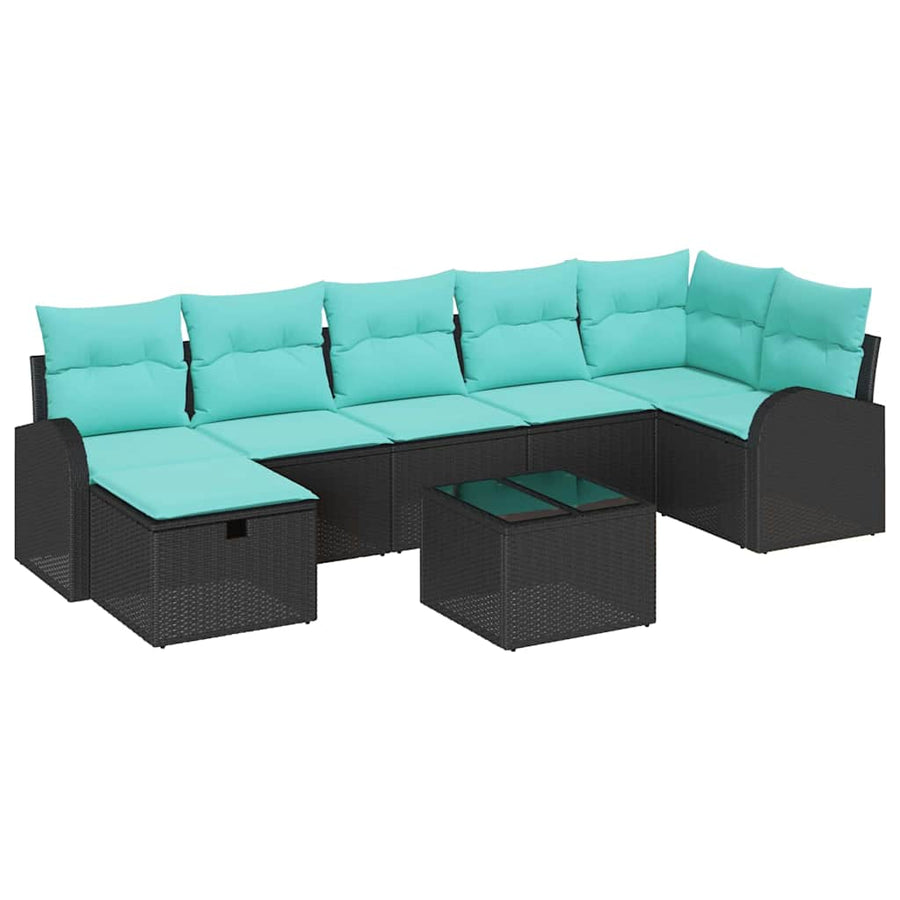 Tuin Sofa Set met kussen met opslag 8 pcs Zwart Poly riet