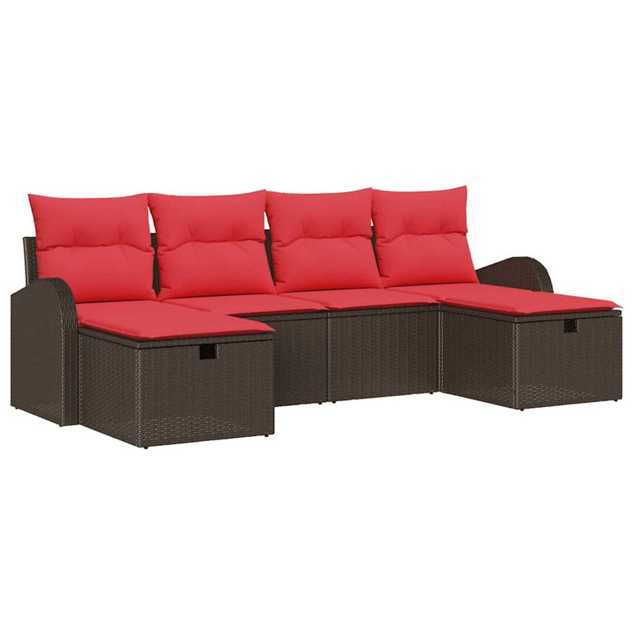 Tuin Sofa Set met kussen met opslag 6 pcs Bruin poly rattan